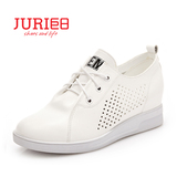巨日JURI2016夏季新品女鞋韩版百搭小白鞋系带镂空透气内增高单鞋