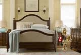 美式乡村实木雕刻布艺双人床欧式新古典做旧雕花床法式现代婚床