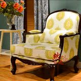 美式单人实木老虎椅法式新古典高背椅沙发椅欧式实木雕花休闲椅