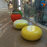 鹅卵石玻璃钢休闲椅 购物中心室内休息椅 商场创意休息区座椅定制