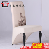 新中式餐椅家具 古典实木布艺印花餐椅酒店家具会所餐厅椅具定制