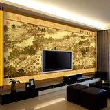 古典中式客厅沙发电视背景影视墙纸壁纸大型壁画清明上河图墙画
