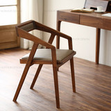 欧式木头椅子带扶手新中式餐椅简约靠背椅实木椅子软包实木餐椅