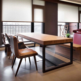 创意星巴克咖啡厅实木铁艺餐桌 复古美式乡村LOFT简易餐厅餐桌椅
