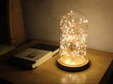 火树银花创意LED实木玻璃罩夜灯宜家摆件装饰台灯情人生日礼物