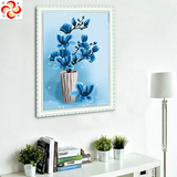 5d钻石画满钻 客厅过道玄关竖版蓝色优雅花卉 花瓶现代简约十字绣