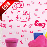 hello kitty蝴蝶结凯蒂猫卡通可爱儿童卧室电视床头背景墙贴纸