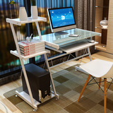 电脑桌台式 组装简易书桌简约办公桌环保家用钢化玻璃电脑桌