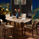 北欧中小户型大理石台面长长方形实木现代简约餐桌椅组合
