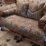 皮沙发垫美式沙发坐垫四季奢华布艺防滑坐垫欧式沙发套薄款可定制