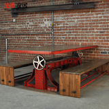 loft工业风家具铁艺餐桌椅美式复古实木办公桌书桌咖啡厅桌椅长凳