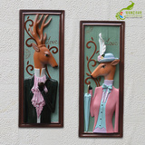 美式乡村创意挂板树脂鹿头壁饰现代典雅壁挂客厅墙饰装饰婚庆礼品