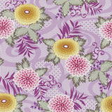 日本进口 柔紫色和风大丽花 纯棉拼布布料印花布 手工diy服装布头