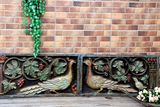 木雕大型装饰画 美式东南亚印度孔雀实木壁画 客厅背景墙挂画孤品