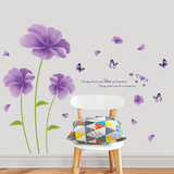 可移除浪漫唯美紫色花朵墙贴梦幻卧室客厅沙发电视背景装饰墙贴纸