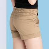 夏季薄款休闲短裤女2016新款纯色显瘦大码胖mm中腰棉女士西装热裤
