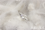 s925纯银戒指 珍珠 锆石叶子 纯银戒指 开口戒指 可微调大小