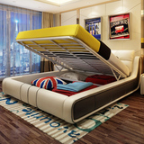 现代真皮床软体床小户型卧室家具1.5 1.8米双人床新款创意皮艺床