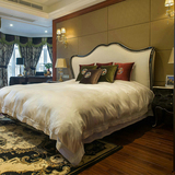 欧式床1.8米新古典床实木双人床 样板房雕花床布艺床床法式简约床