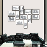 素描风景 照片墙组合欧式客厅 埃菲尔铁塔壁装饰画拼套 促销打折