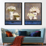 圣洁花束有框装饰画沙发后壁画 植物花卉现代挂画客厅卧室推荐蓝