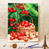 diy数字油画 欧式客厅风景花卉田园水果大幅手绘情侣装饰画樱桃