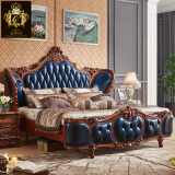 巴里6号 品牌欧式真皮床 美式皮艺双人床奢华实木床1.8米家具Z3