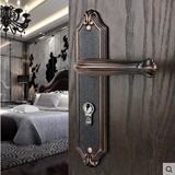 泰好铜锁室内美式黑色门锁卧室仿古房门锁欧式全铜静音门锁SM7298