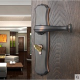 泰好铜锁室内美式黑色门锁卧室仿古房门锁静音全铜门锁SM1210-1