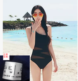 韩国直邮正品花样姐姐林志玲同款黑色泳衣比基尼连体修身泳装明星