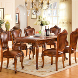 美式实木餐桌餐厅家具1.6米餐台吃饭桌子欧式长方形餐桌椅组合6人