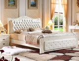 欧式雕花床实木橡木床简约现代中式双人床厂家直销特价白色软靠床