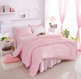 韩国淑女屋代购粉色水波纹多层褶皱公主家纺被套床上用品四件套