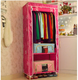 R70衣柜单人简易衣柜 防尘实木组合布衣柜 衣柜木头接口和螺丝款