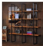 铁艺多层简易置物架落地书柜宜家钢木书架实木储物架创意现代简约