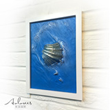 立体浮雕画 地中海风格装饰画 客厅卧室蓝色贝壳