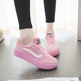 夏季韩版潮粉色运动鞋厚底帆布休闲鞋高中学生鞋子夏天透气板鞋女