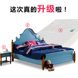 地中海蓝色双人床1.8米田园美式实木床1.5米儿童床高箱储物公主床