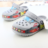 新款闪电麦昆汽车火箭洞洞鞋LED闪灯沙滩凉鞋拖鞋儿童鞋男童女童