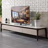 北欧实木电视机柜烤漆大理石面地柜小户型落地柜客厅白色成套家具
