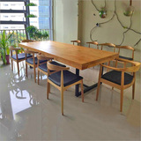 现代简约大型长条桌会议桌美式实木桌工业风桌铁艺长桌办公桌家具