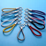 创意时尚双环编织绳真皮钥匙扣挂包男女士汽车钥匙圈扣便宜小礼品