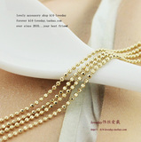 韩国进口黄金首饰纯14K金素链 项链 一串切面小珠珠锁骨链 颈饰