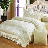 欧式全棉贡缎提花床罩床盖四件套加厚纯棉夹棉绗缝结婚庆床上用品