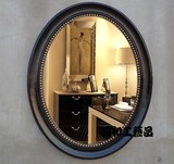 新品黑色欧式美式椭圆形壁挂镜卫浴镜浴室镜梳妆镜装饰镜化妆镜子
