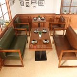 咖啡馆西餐厅沙发卡座冷饮甜品奶茶店茶餐厅美式复古实木桌椅组合