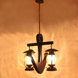 欧式地中海复古实木船锚吊灯美式乡村铁艺仿古餐厅灯酒吧灯工程灯