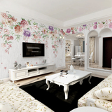 大型壁画手绘花卉墙纸 卧室客厅电视背景墙壁纸 3d立体无纺布壁纸