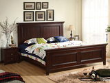 全实木床1.8米原木实木床卧室家具胡桃木色简约复古床送货安装