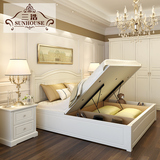 LY美式田园双人床1.8米公主床储物高箱床气压床白色韩式婚床